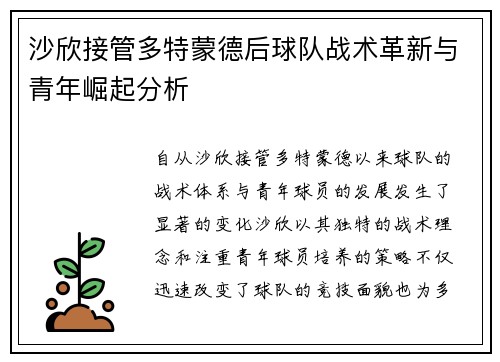 沙欣接管多特蒙德后球队战术革新与青年崛起分析